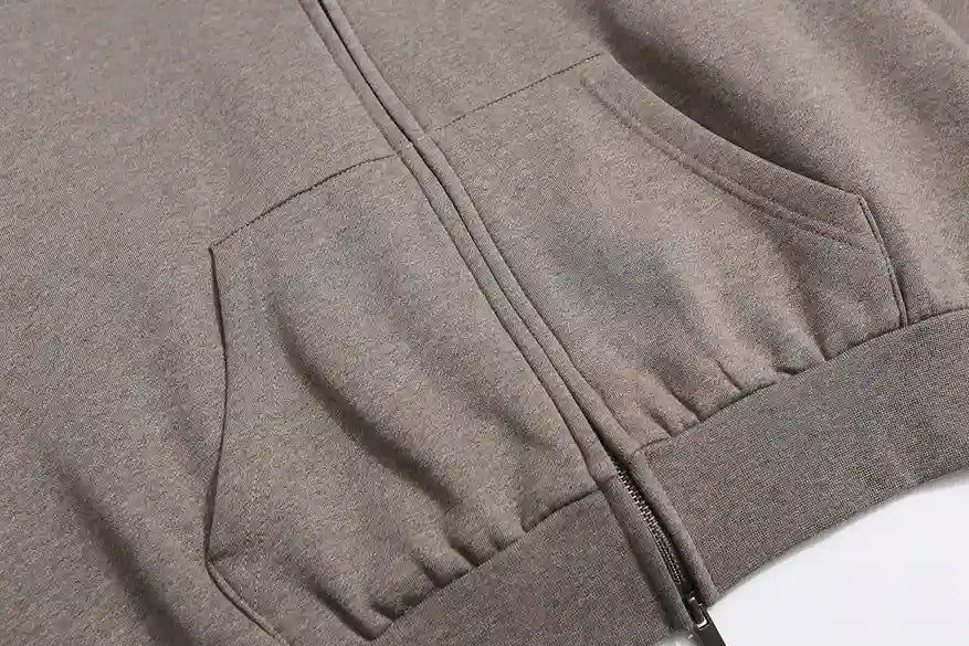 FOG Essentials Zip Dark Heathered Oatmeal Hoodies