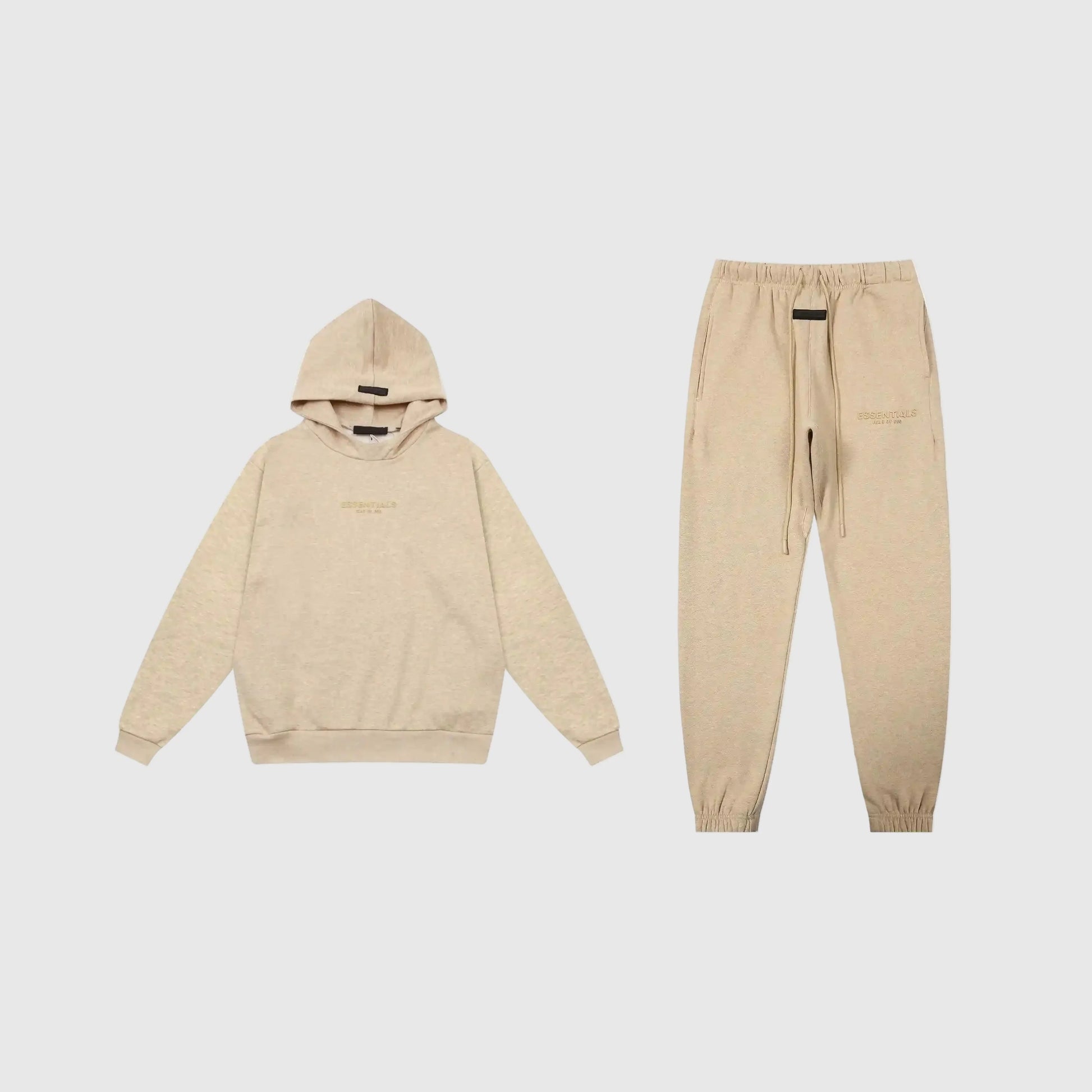 Fear of God Essentials calm shell tracksuit front view hoodie and joggers
