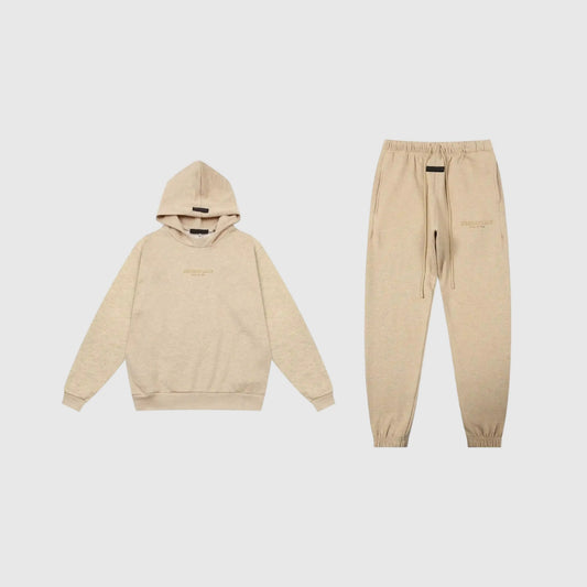 Fear of God Essentials calm shell tracksuit front view hoodie and joggers
