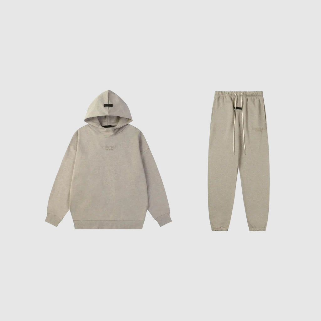 FOG Hooded ESSENTIALS Clothing Heathered Grey Long Sleeve Tracksuit 1