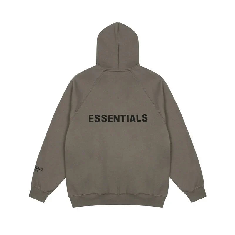 Grey Essentials hood rubberized label detail close-up