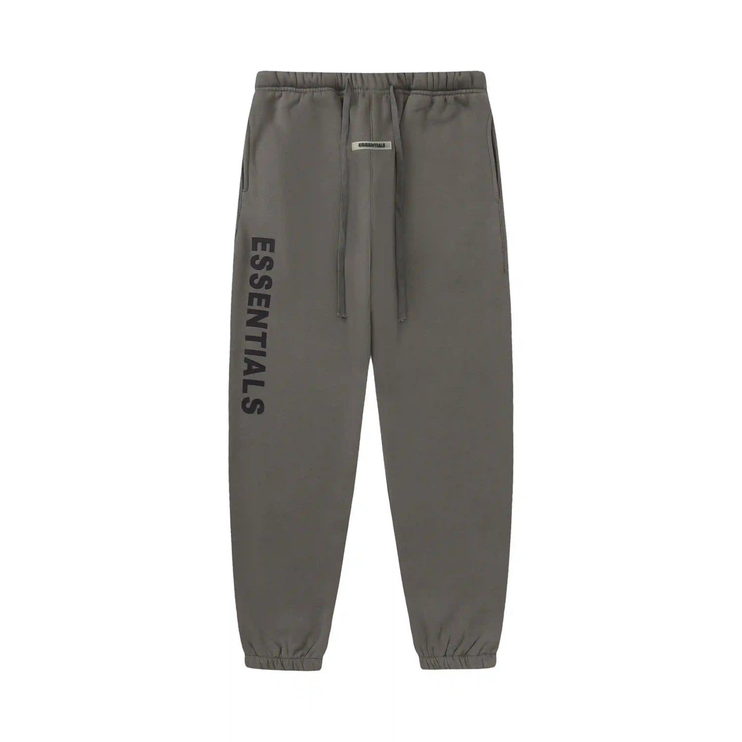 Fear of God Essentials grey tracksuit back view zip hoodie and joggers
