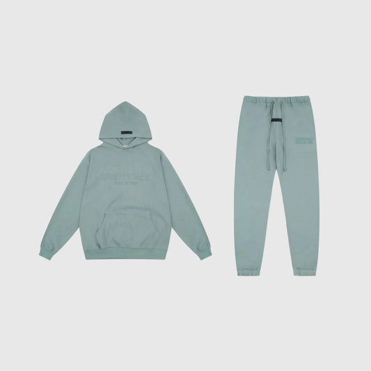 Fear of God Essentials dawn tracksuit front view hoodie and joggers