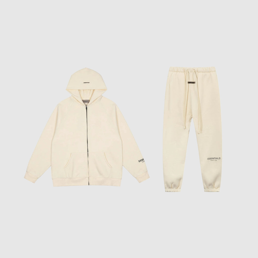 FOG Pure Hooded ESSENTIALS Clothing Light Cream Long Sleeve Tracksuit 1