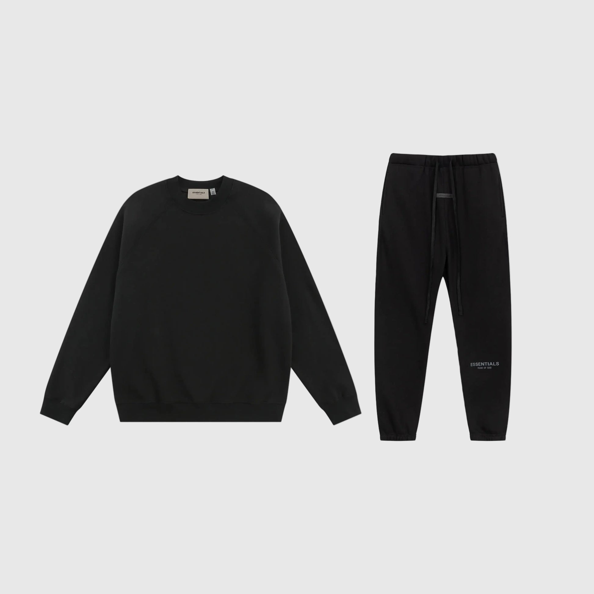 Essentials black urban fleece tracksuit set with relaxed fit by Fear Of God