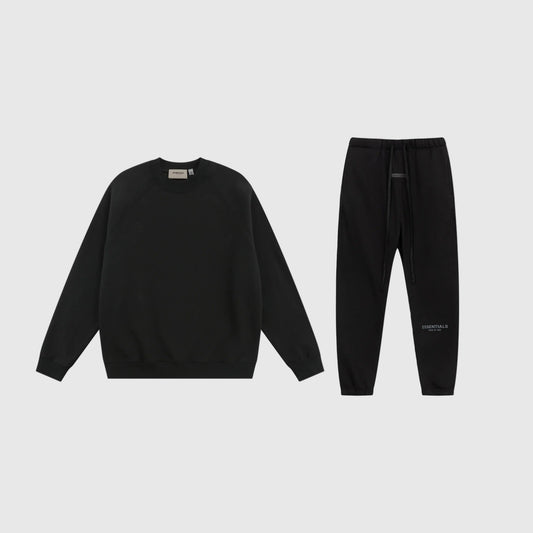 Essentials black urban fleece tracksuit set with relaxed fit by Fear Of God