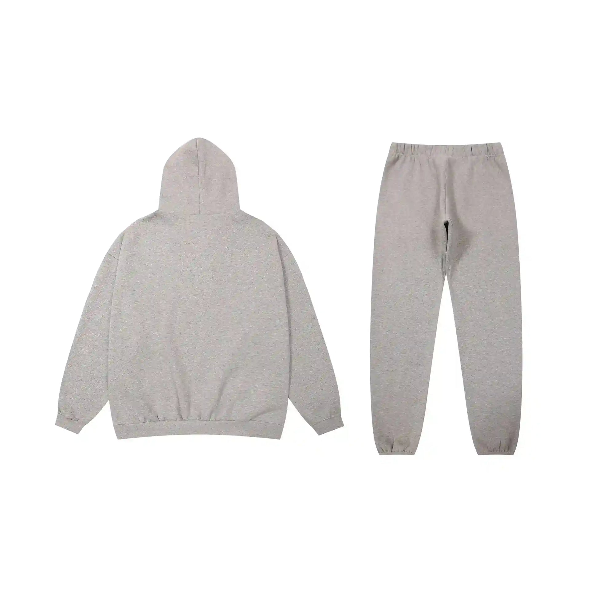 Essentials tracksuit dark heather oatmeal angled view relaxed fit set