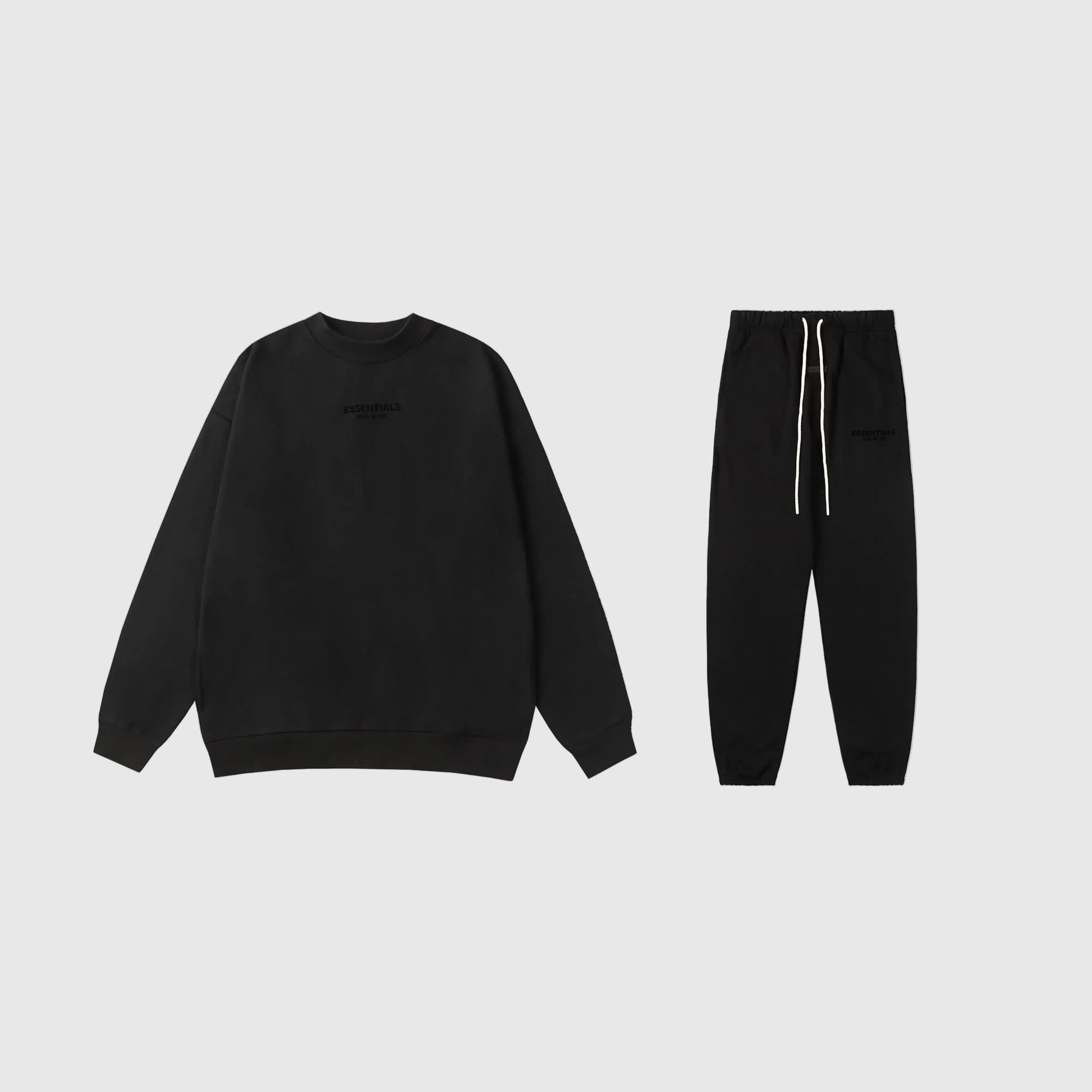Essentials Black Hoodie Set front view – Fear of God matching set