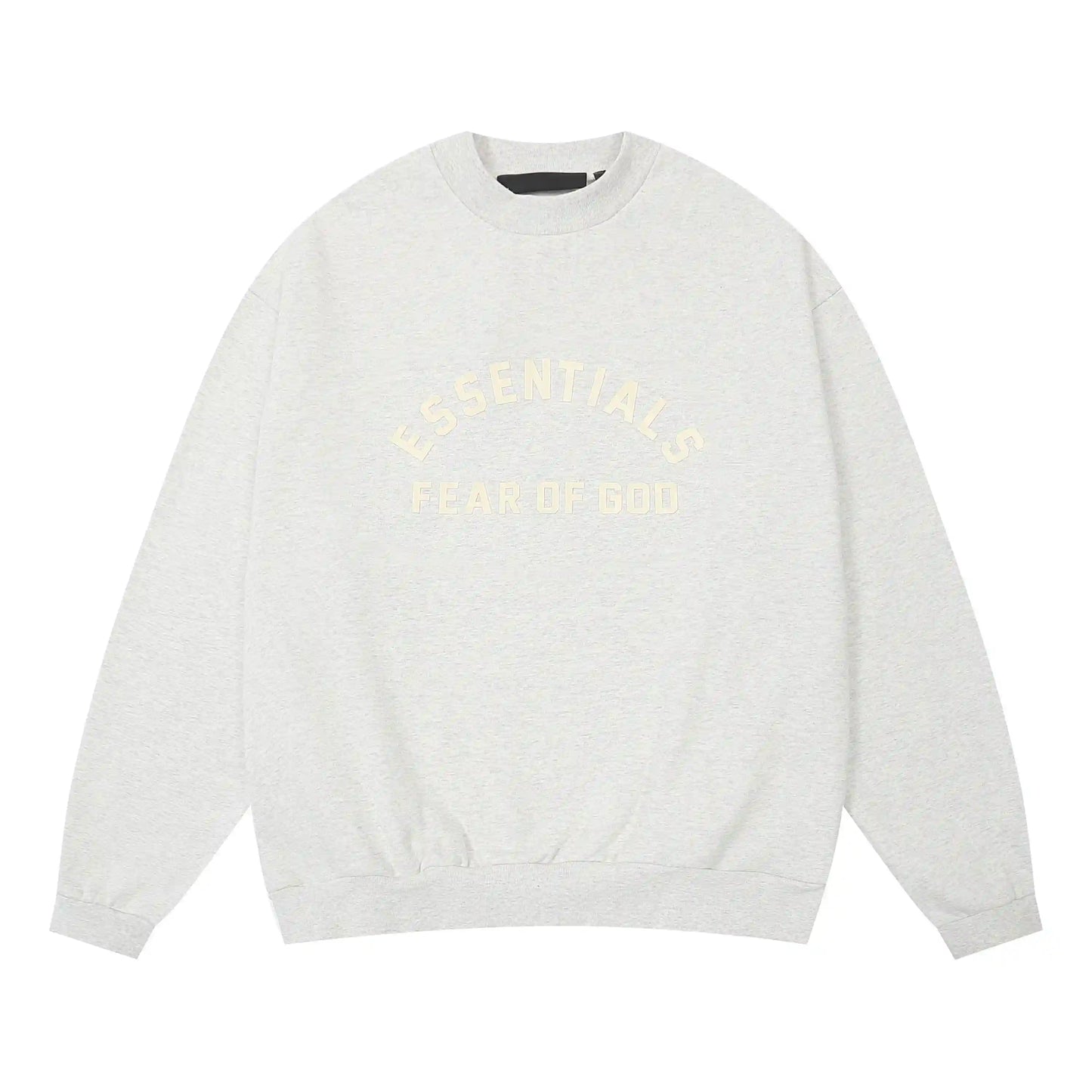 Cloud dance Essentials crewneck center front rubberized black bar branding detail