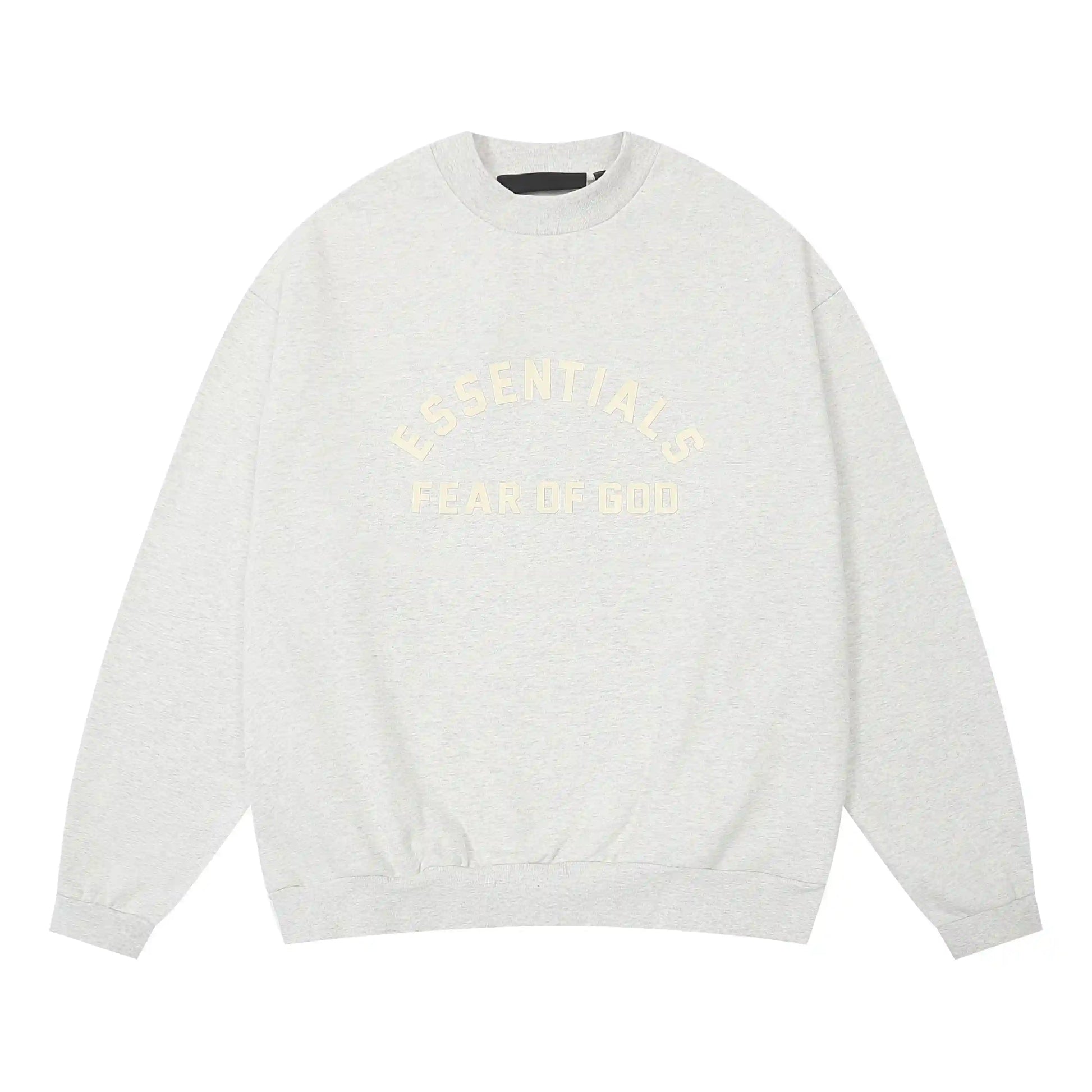 Cloud dance Essentials crewneck center front rubberized black bar branding detail