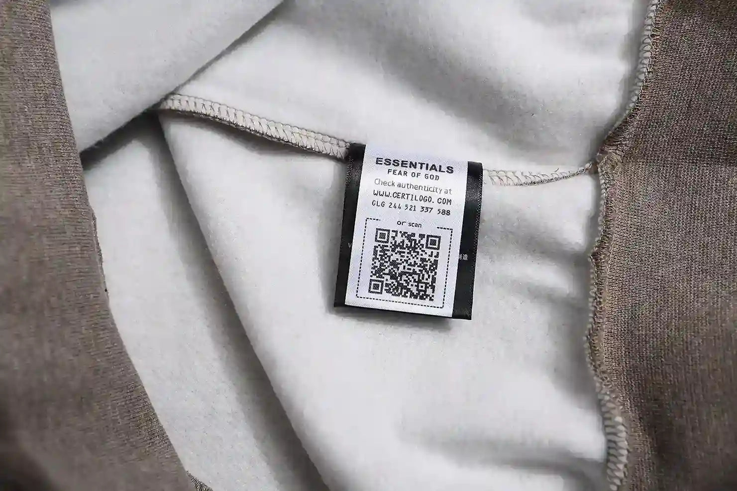 Fear Of God Essentials Zip Dark Heathered Oatmeal Hoodie