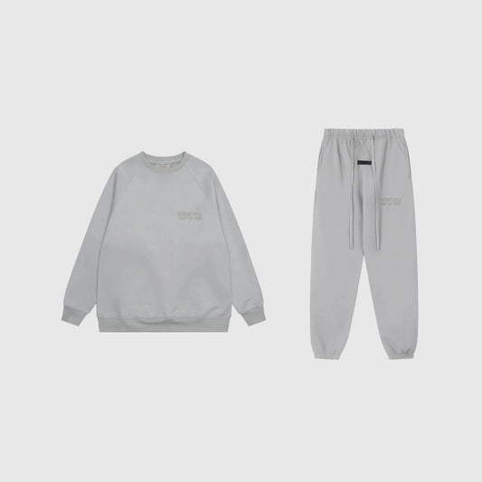 Essentials Dusty Grey Hoodie Set front view – Fear of God matching set