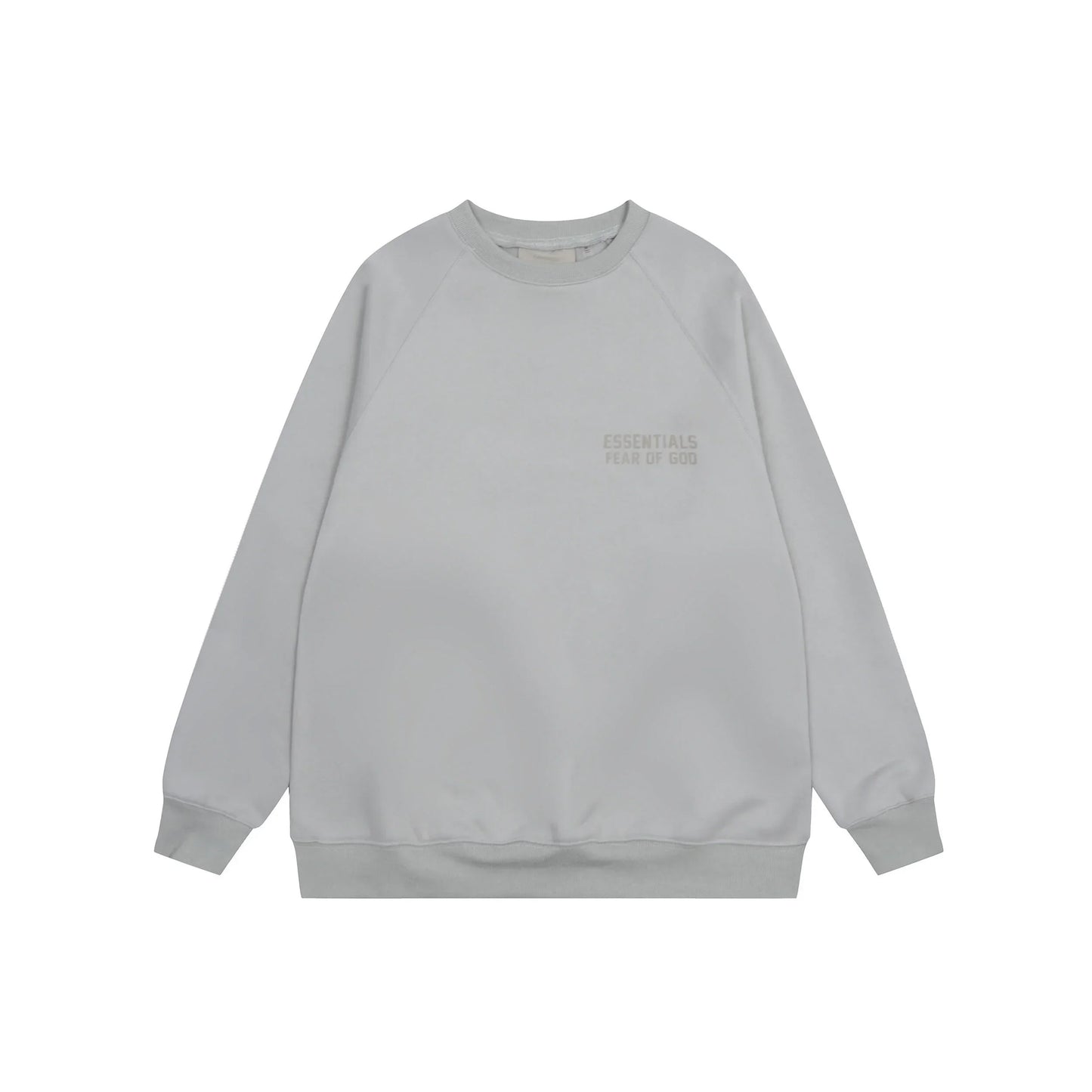 Essentials Dusty Grey hoodie set branding detail close-up