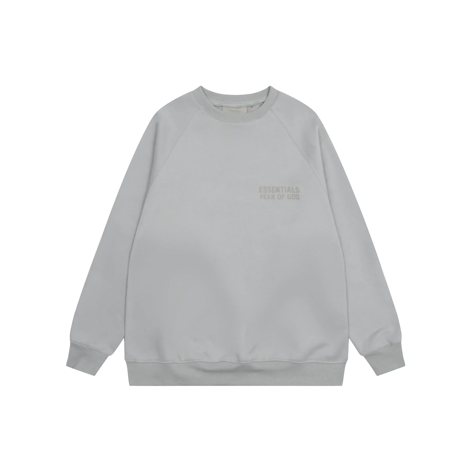 Essentials Dusty Grey hoodie set branding detail close-up