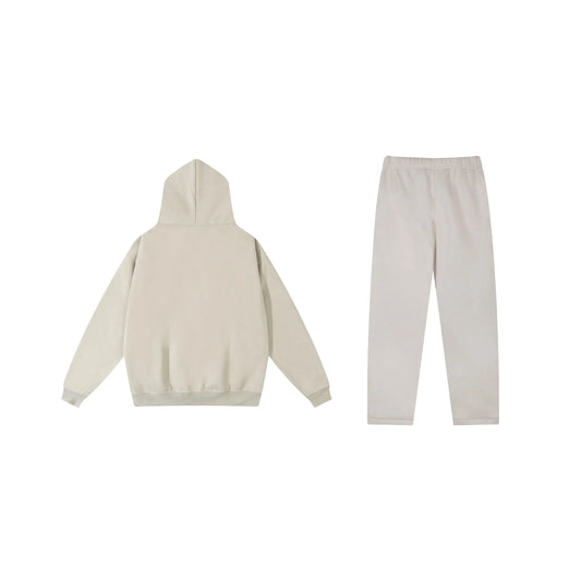Fear of God Essentials Light Heather Oatmeal hoodie set hoodie and jogger set