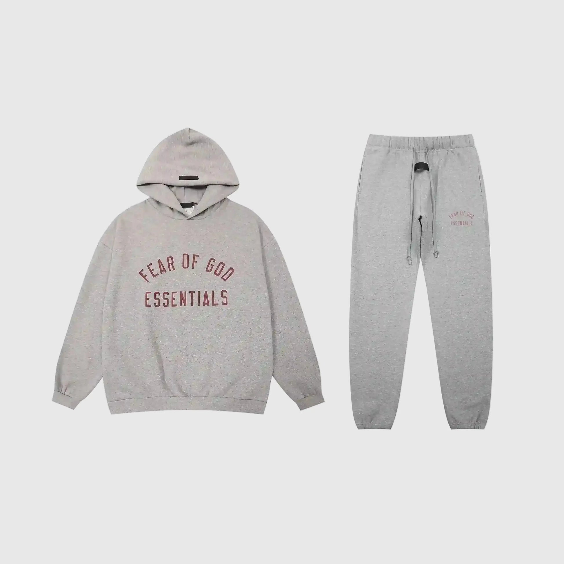 Essentials Light Heather Oatmeal Hoodie Set front view – Fear of God matching set