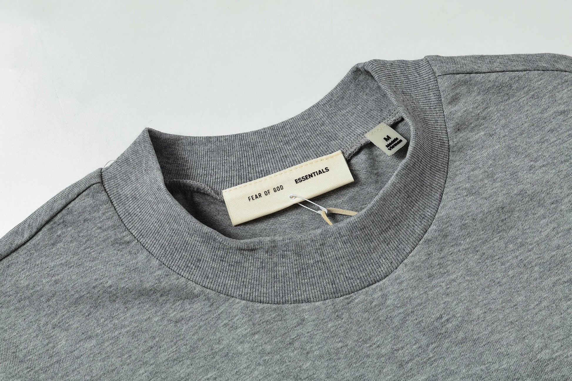 Fear of God ESSENTIALS Dark Oatmeal Classic T-Shirt - top view | Essentials T-Shirt