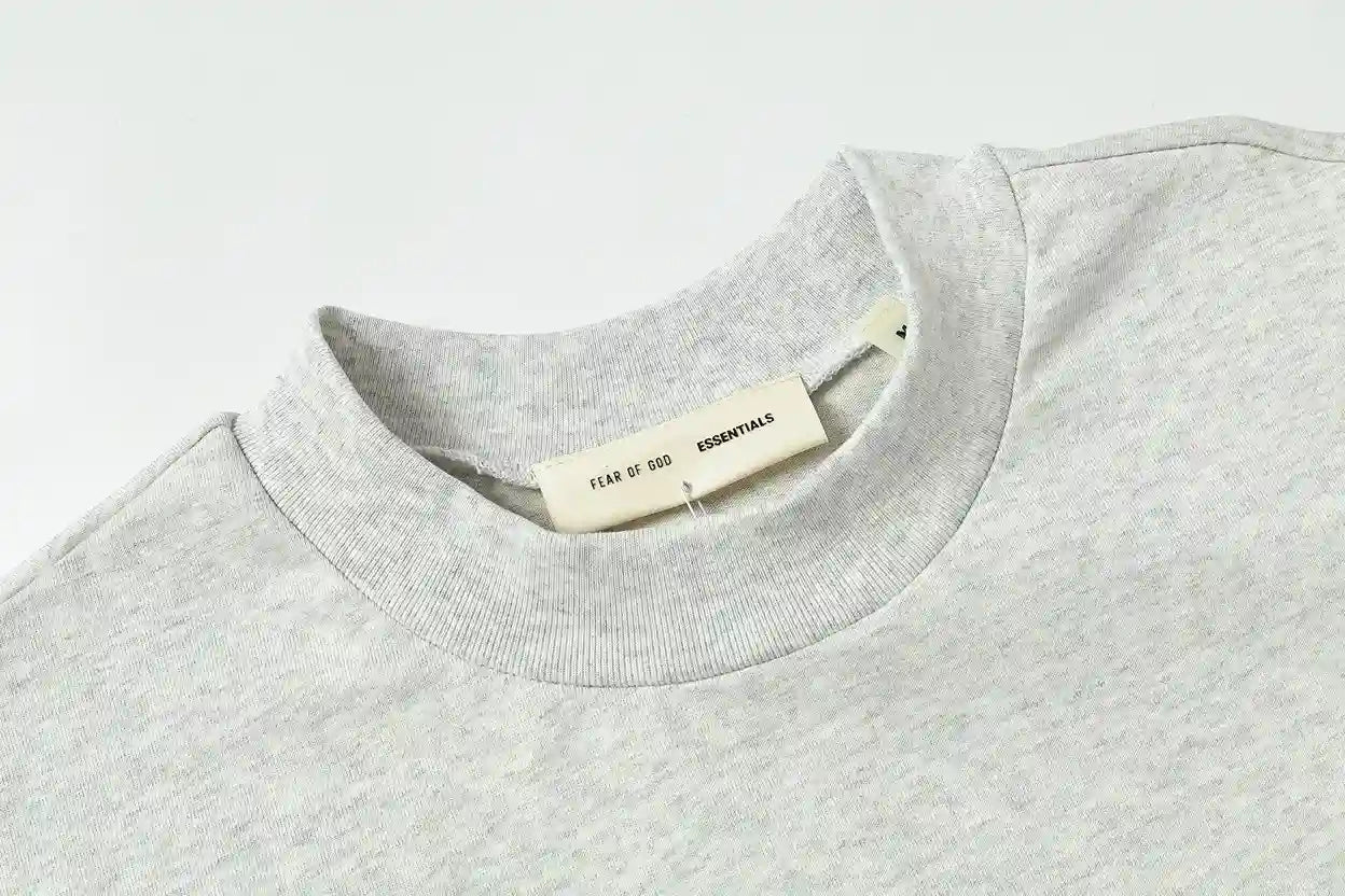 Fear of God ESSENTIALS Light Oatmeal Classic T-Shirt - Top View | Essentials T-Shirt
