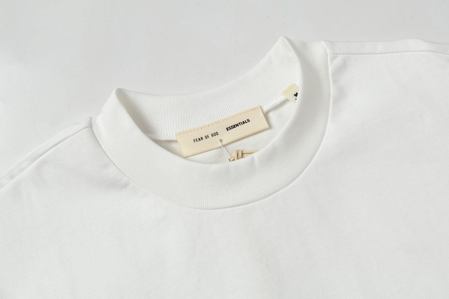 Fear of God ESSENTIALS White Classic T-Shirt -  top view | Essentials T-Shirt