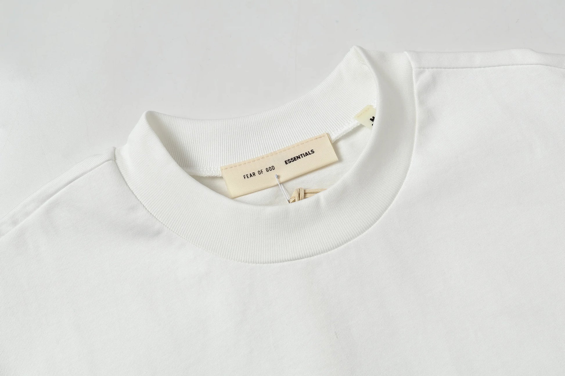 Fear of God ESSENTIALS White Classic T-Shirt -  top view | Essentials T-Shirt