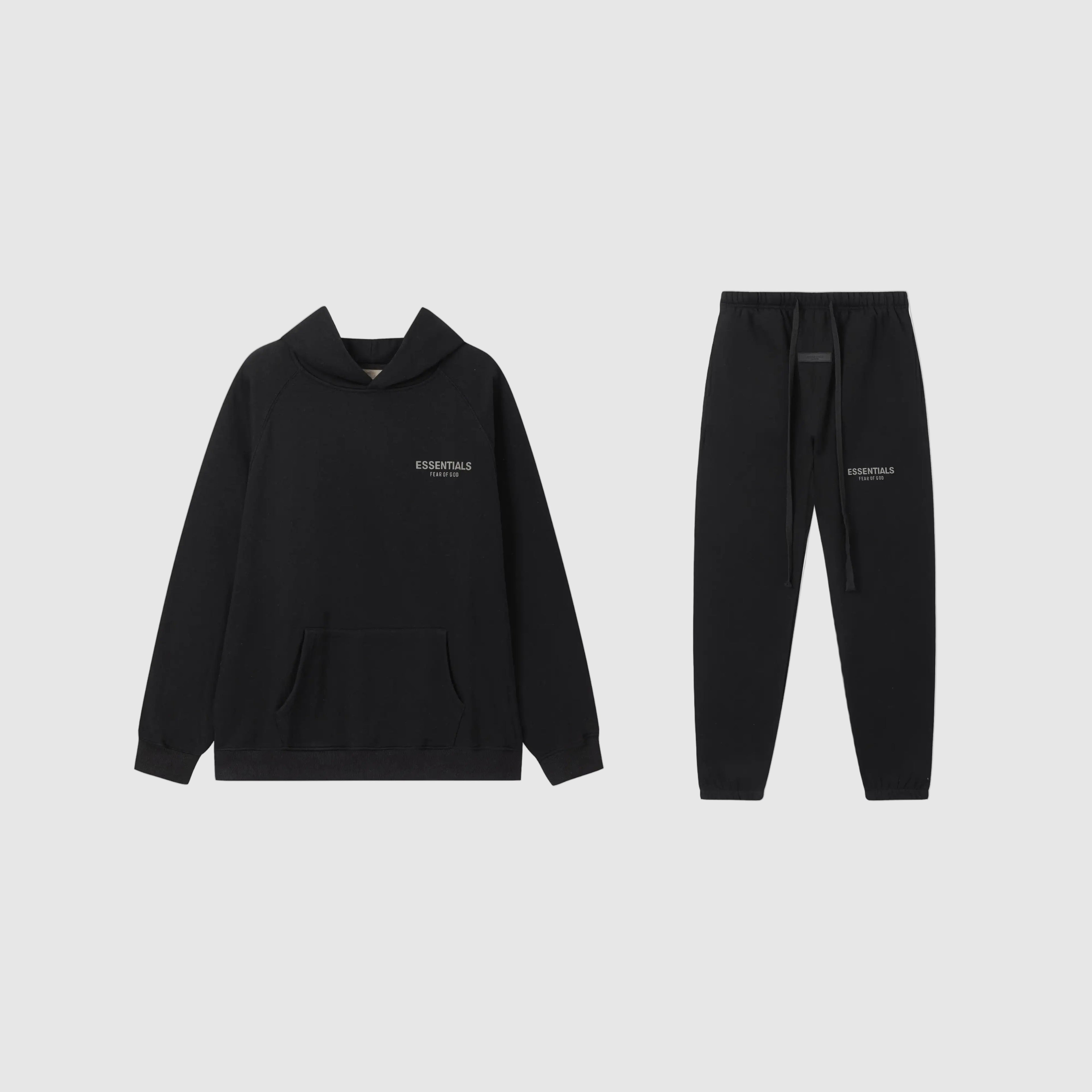 Fear of God Patch ESSENTIALS Clothing Black Hooded Tracksuit 1