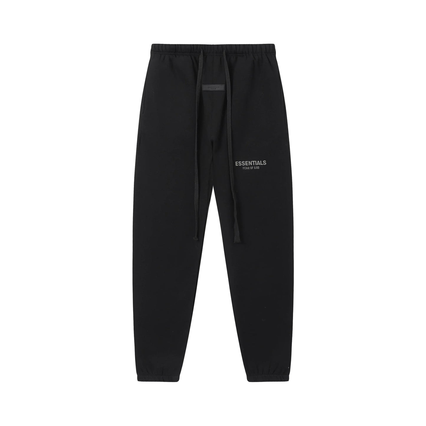 Back view of Essentials black everyday core fleece tracksuit set by Fear Of God