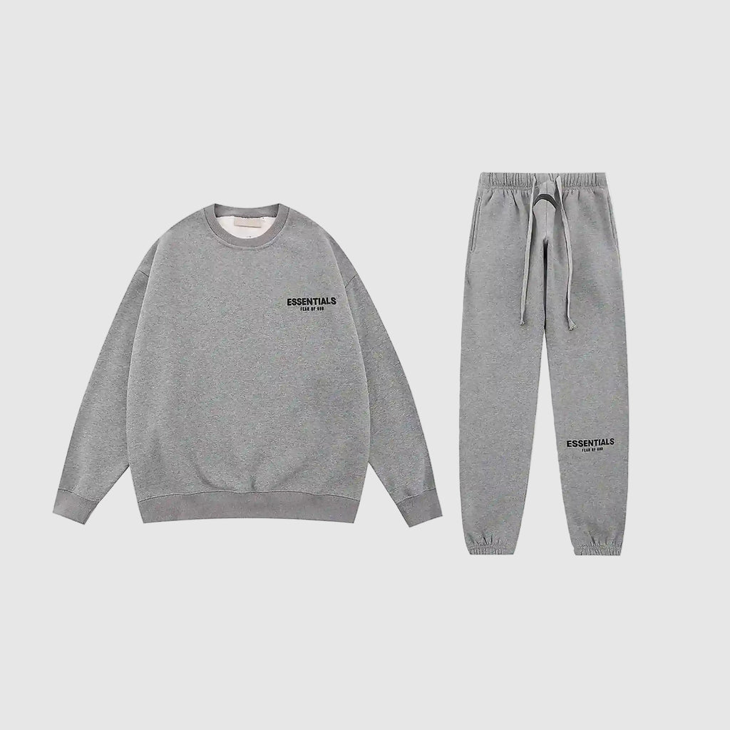 Fear of God Patch ESSENTIALS Clothing Dark Grey Heather Oatmeal Tracksuit 1