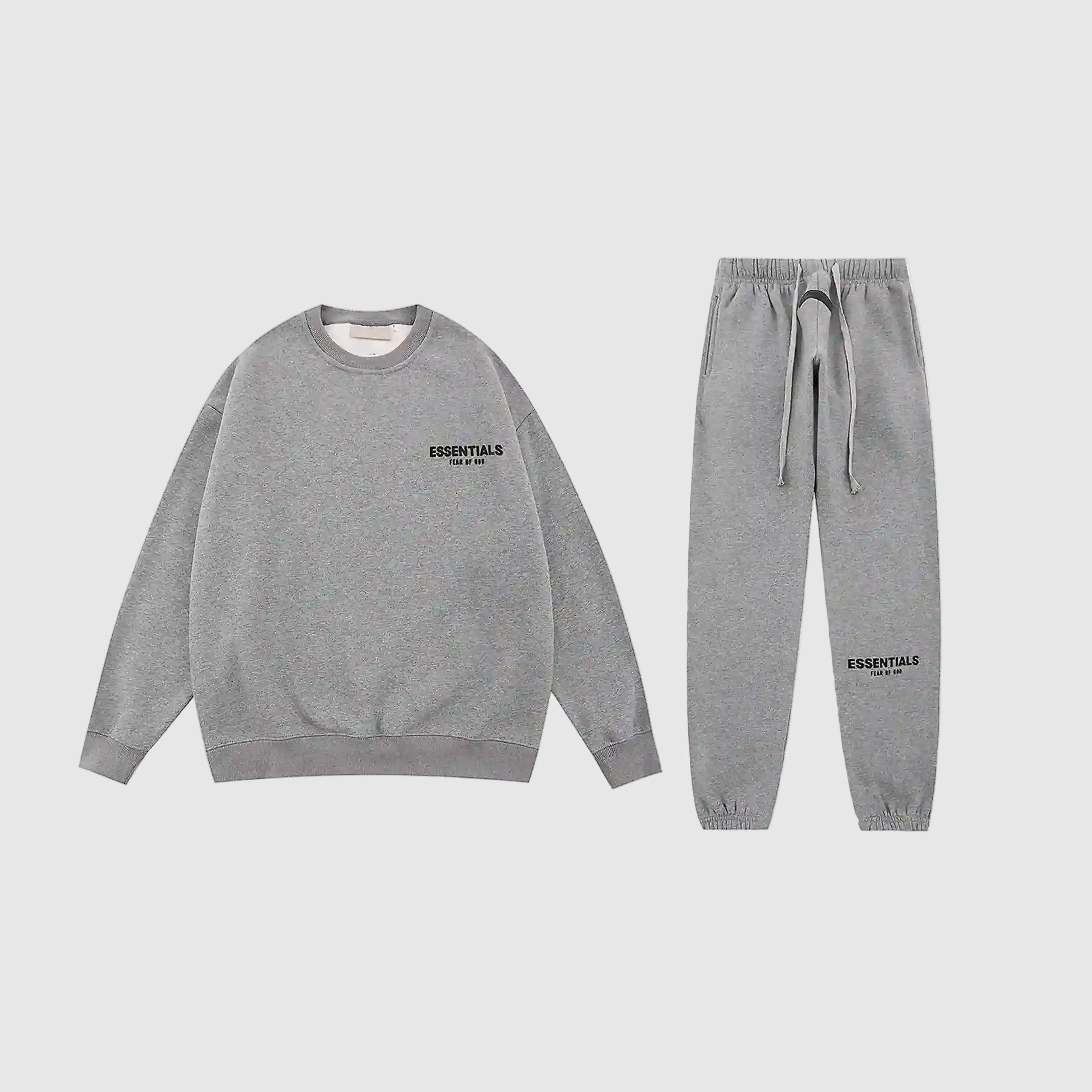Fear of God Patch ESSENTIALS Clothing Dark Grey Heather Oatmeal Tracksuit 1