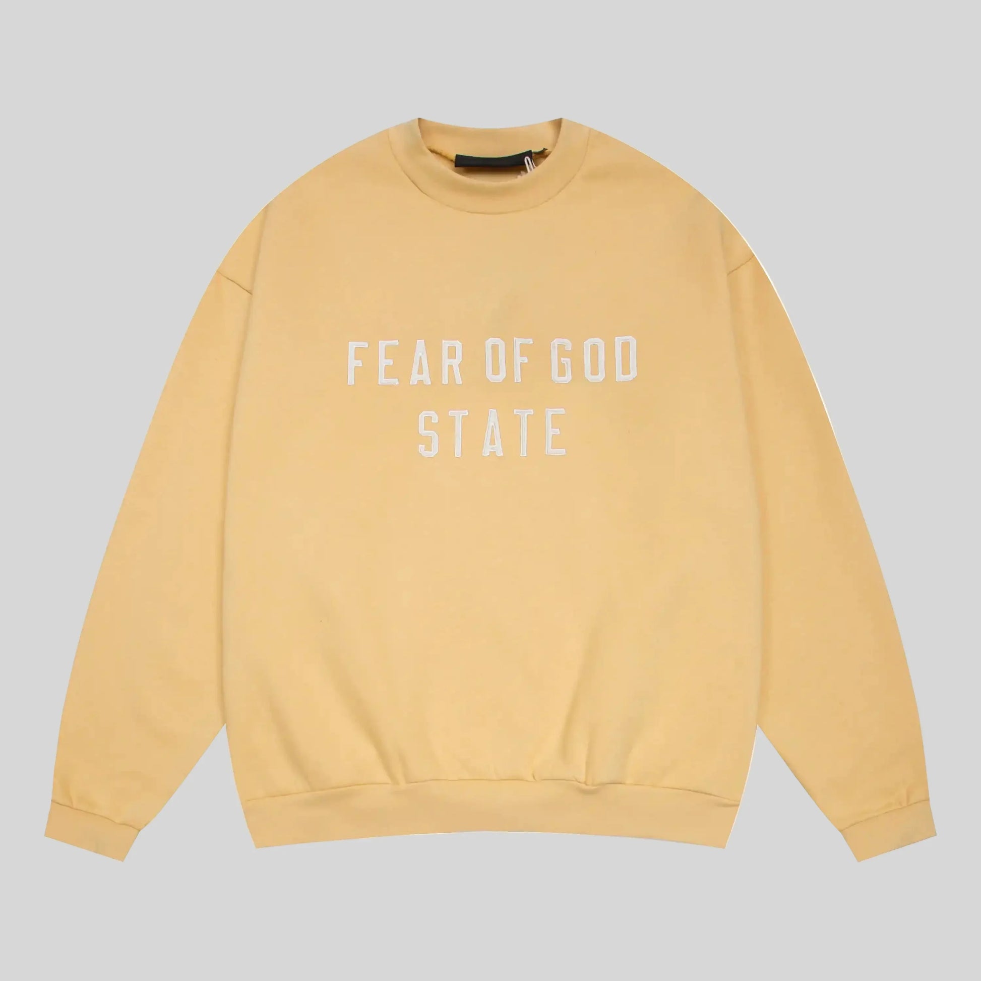 Fear of God Essentials garden yellow crewneck sweatshirt front view core fleece