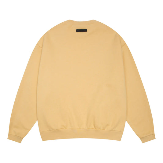 Essentials garden yellow sweatshirt back view beveled metallic logo branding