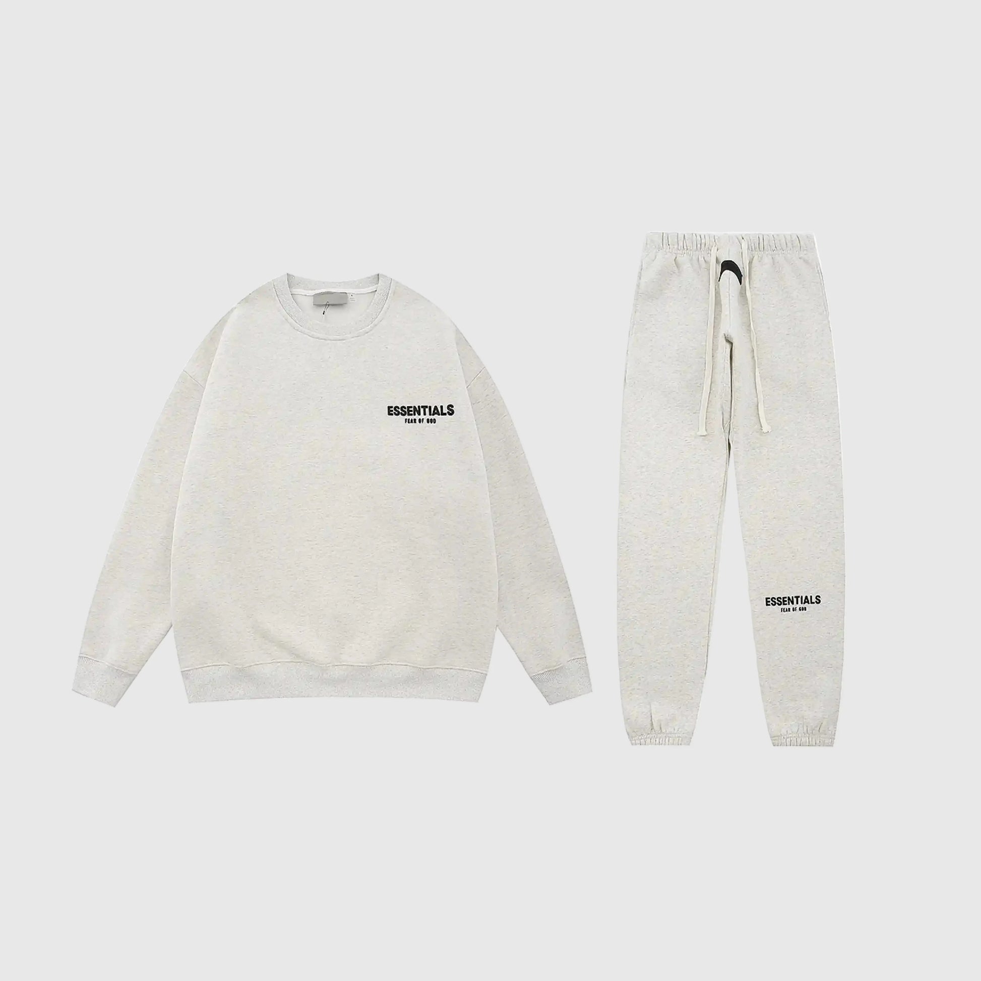 Essentials light heather oatmeal everyday fleece tracksuit with relaxed fit by Fear Of God