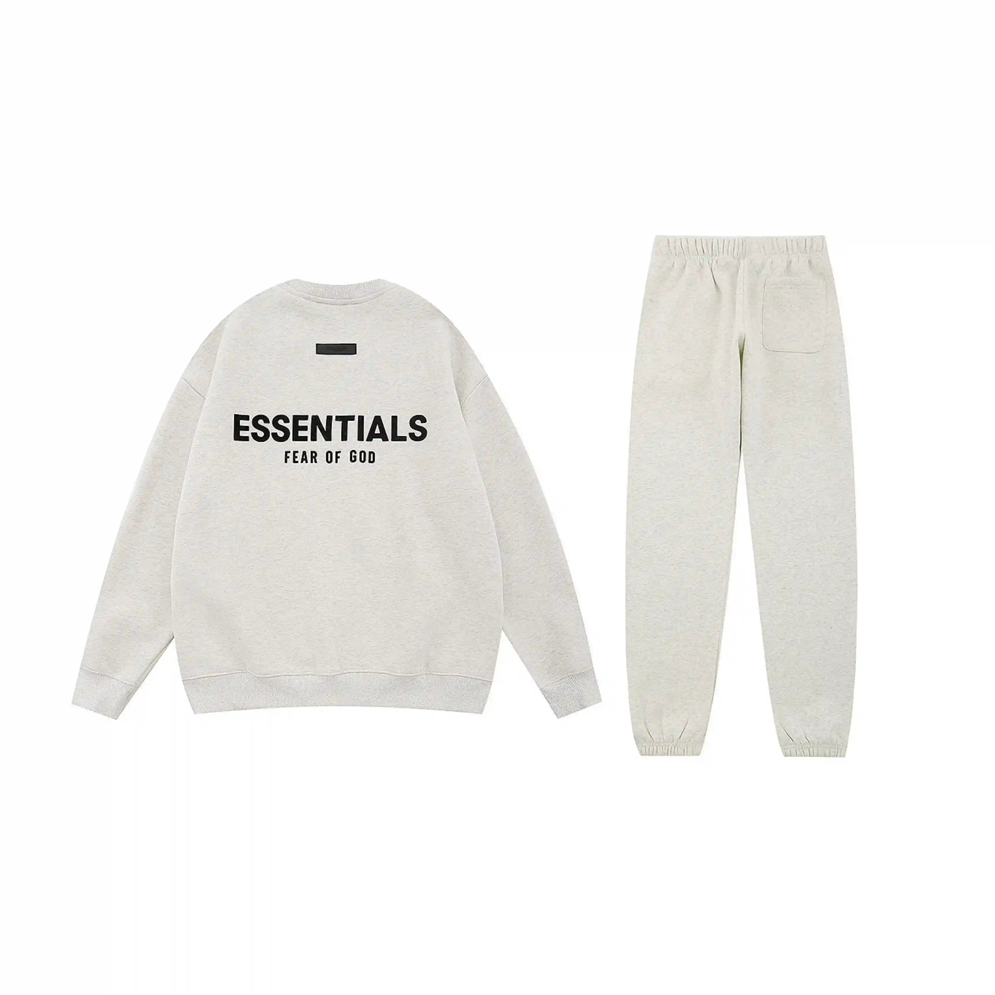 Fear of God White ESSENTIALS Clothing Light Heather Oatmeal Tracksuit 2