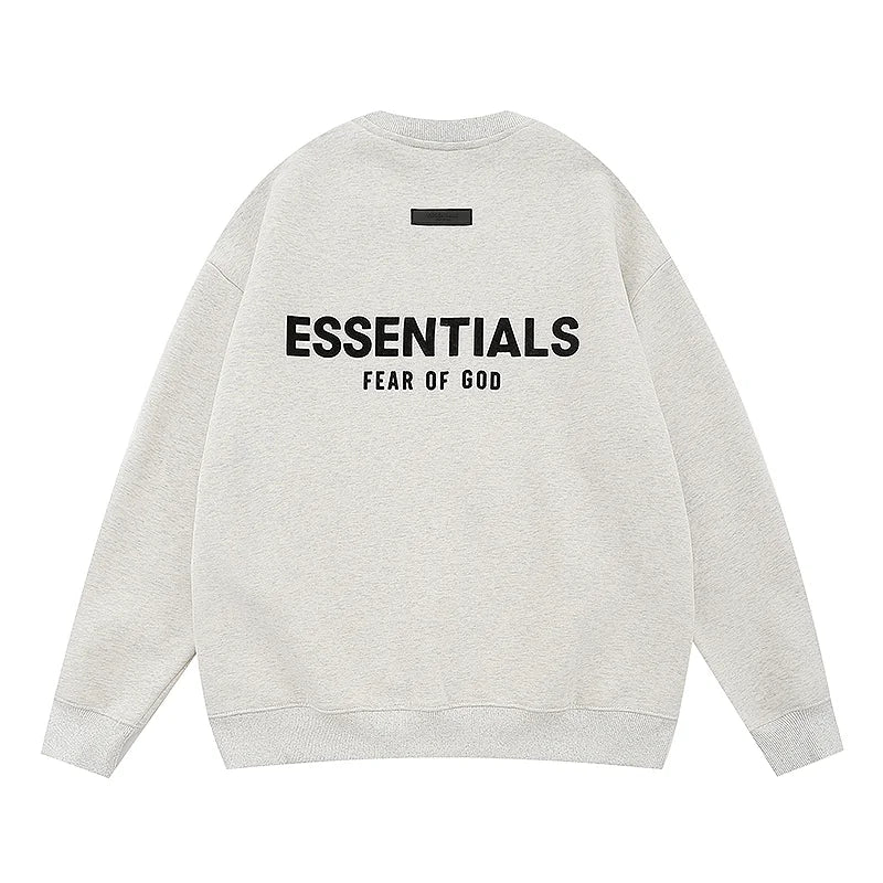 Design details of Essentials light heather oatmeal everyday fleece tracksuit by Fear Of God