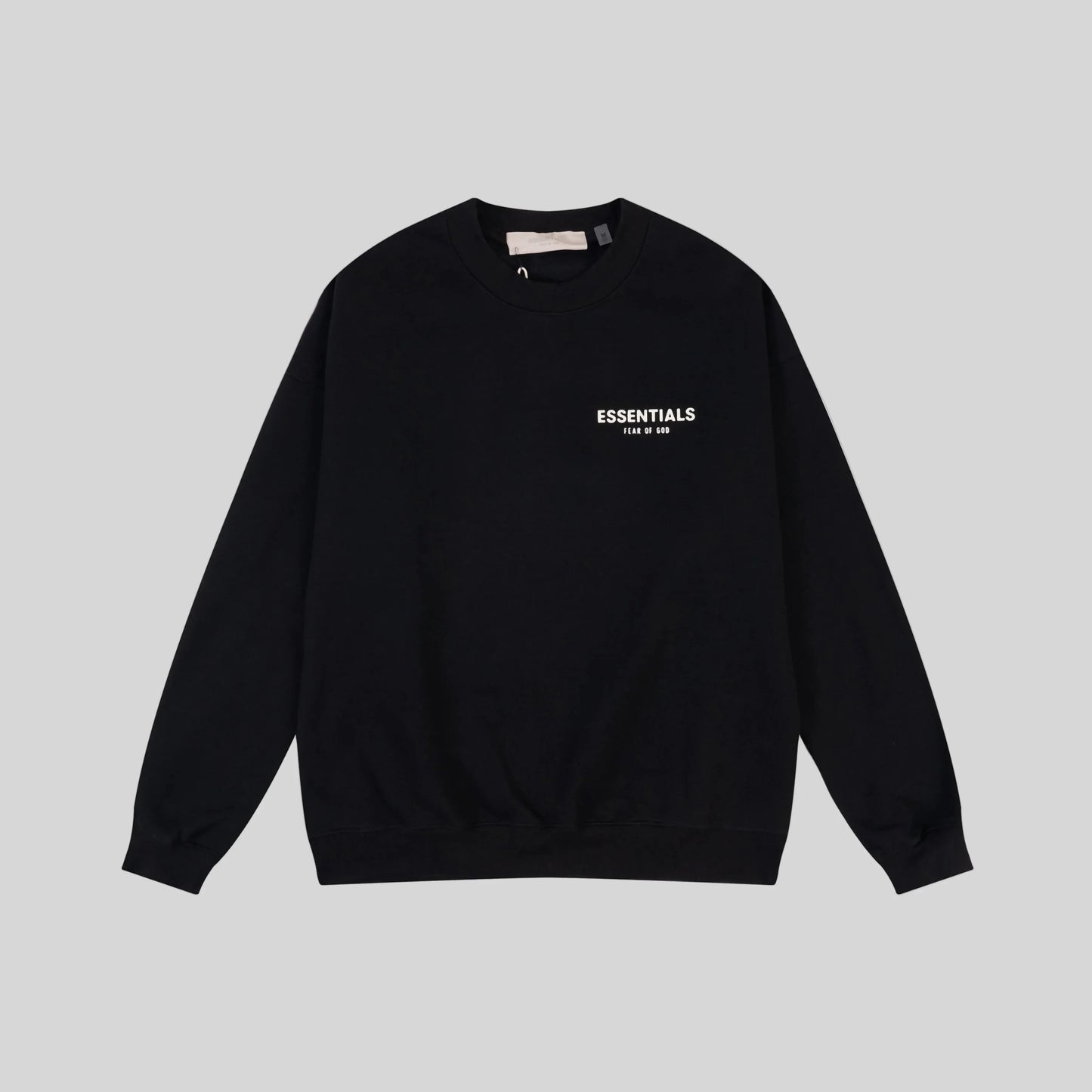 essentials black sweatshirt relaxed fit streetwear