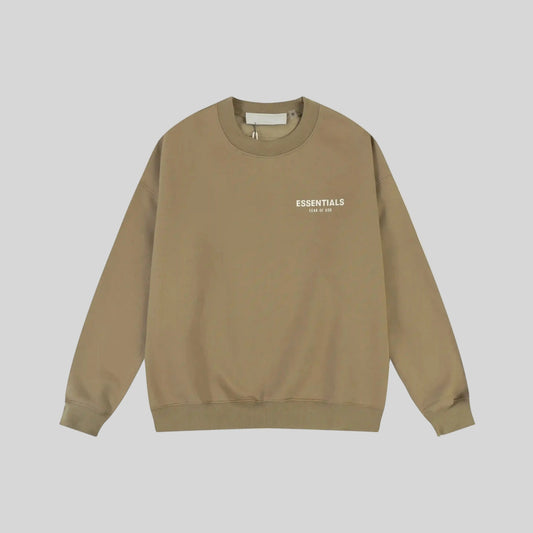 essentials dark beige sweatshirt relaxed fit streetwear