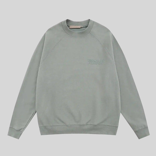 essentials heathered grey sweatshirt relaxed fit streetwear