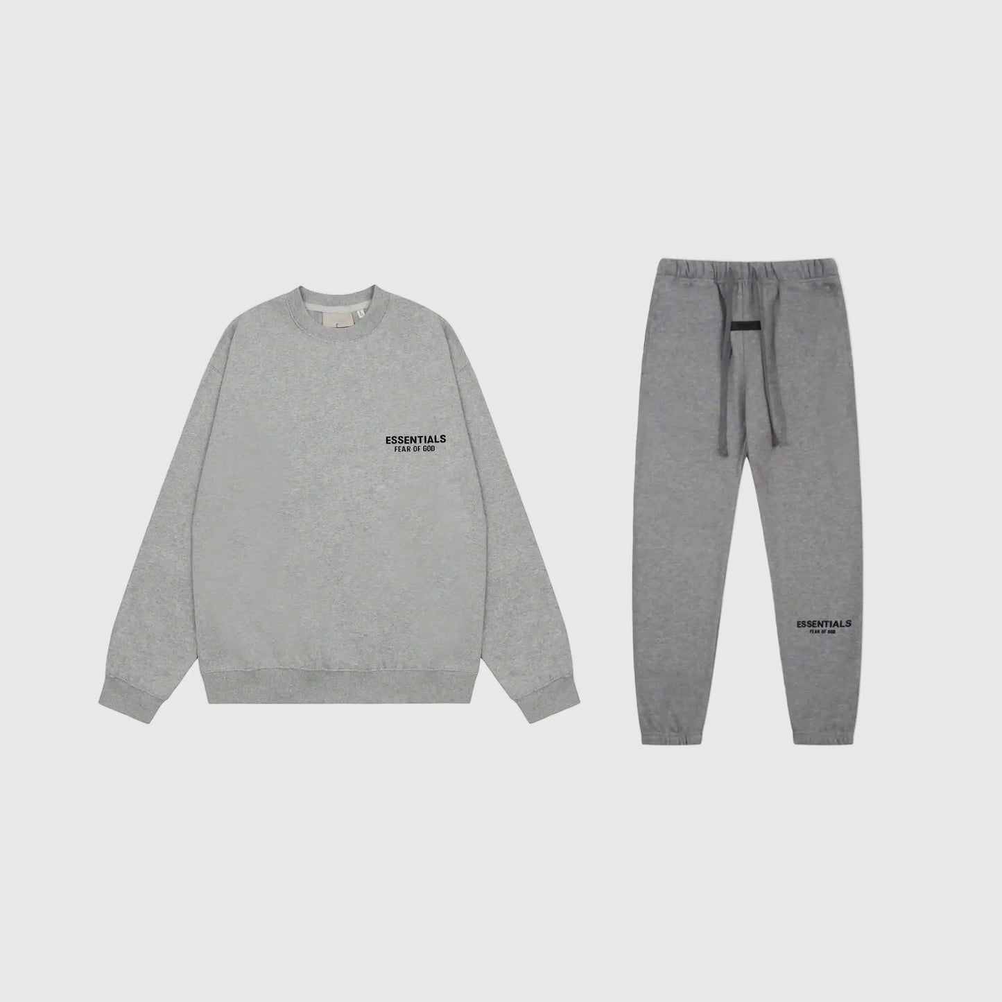 Essentials Dark Heather Oatmeal Hoodie Set front view – Fear of God matching set