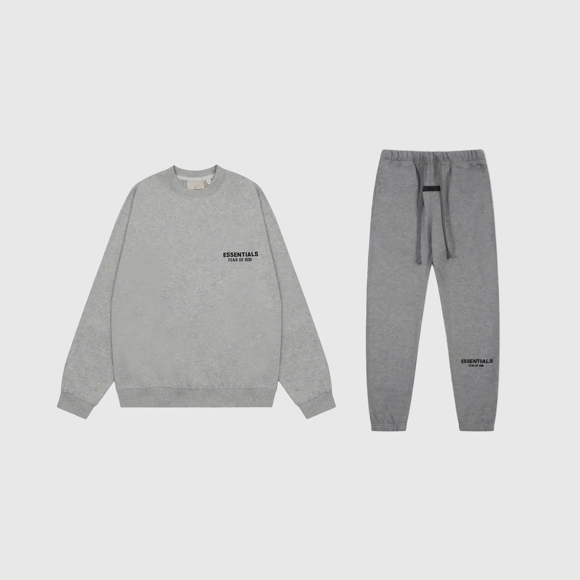 Essentials Dark Heather Oatmeal Hoodie Set front view – Fear of God matching set