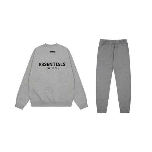 Fear of God Essentials Dark Heather Oatmeal hoodie set hoodie and jogger set
