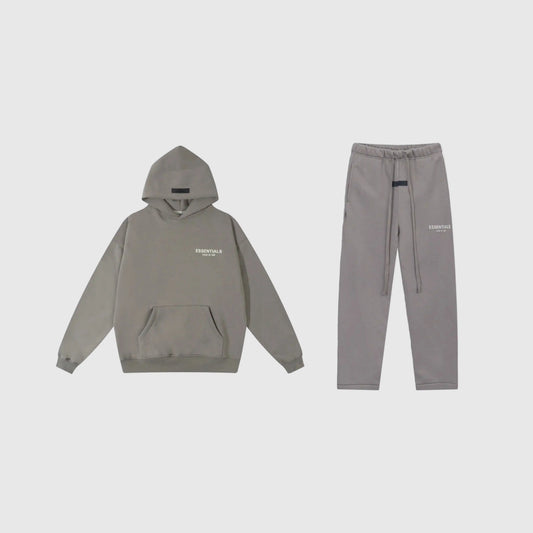 Essentials grey daily comfort fleece tracksuit set with relaxed fit by Fear Of God
