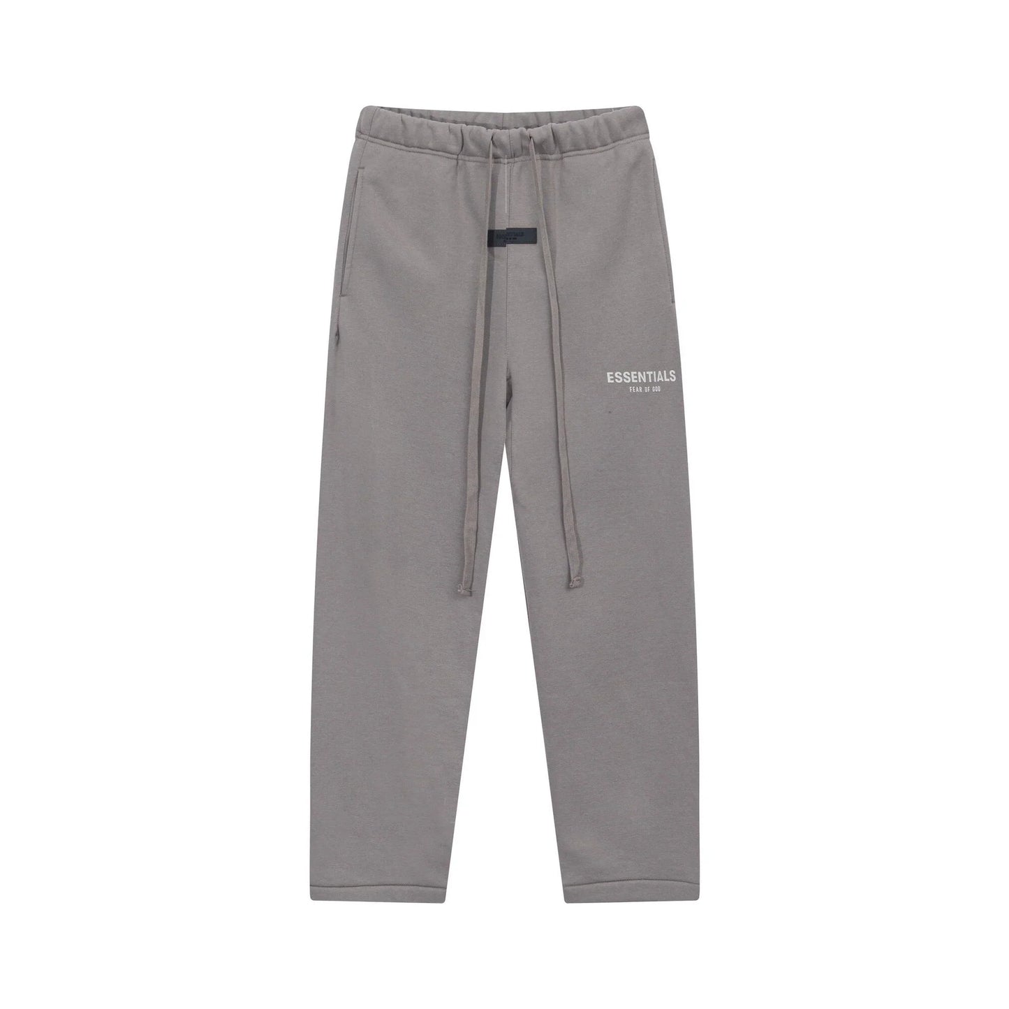 Back view of Essentials grey daily comfort fleece tracksuit set by Fear Of God