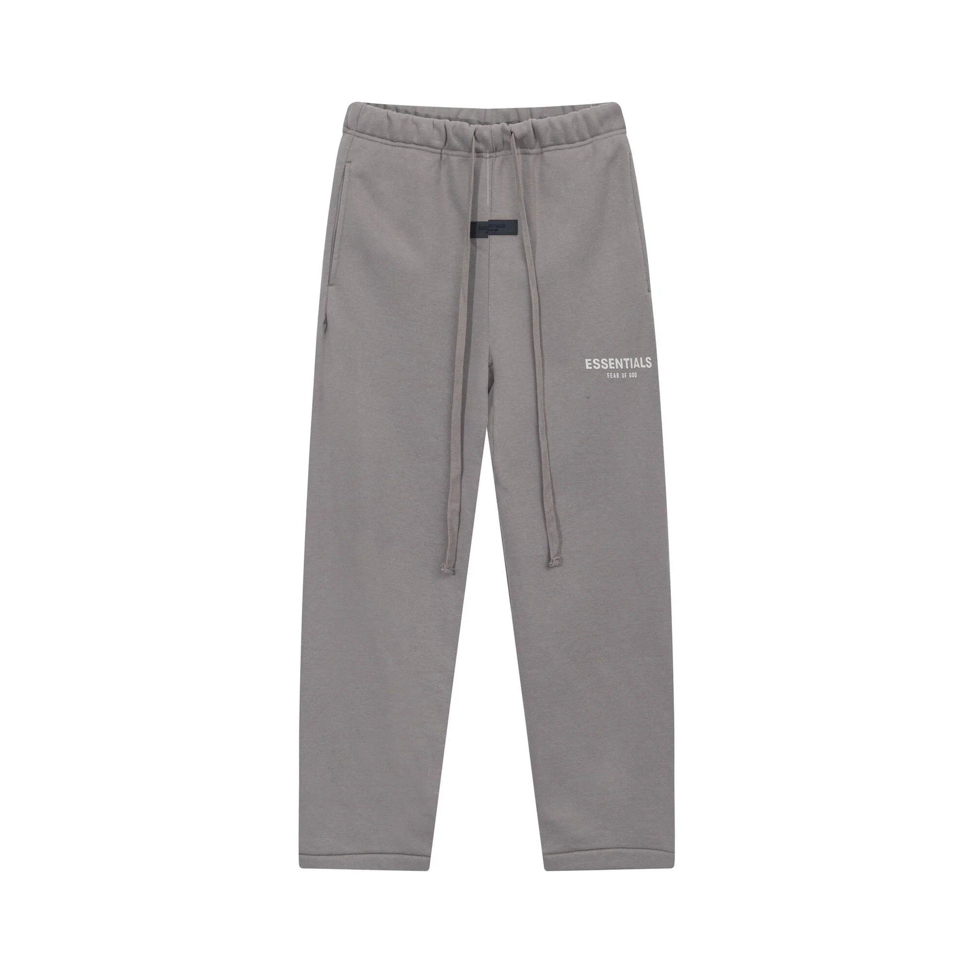 Back view of Essentials grey daily comfort fleece tracksuit set by Fear Of God