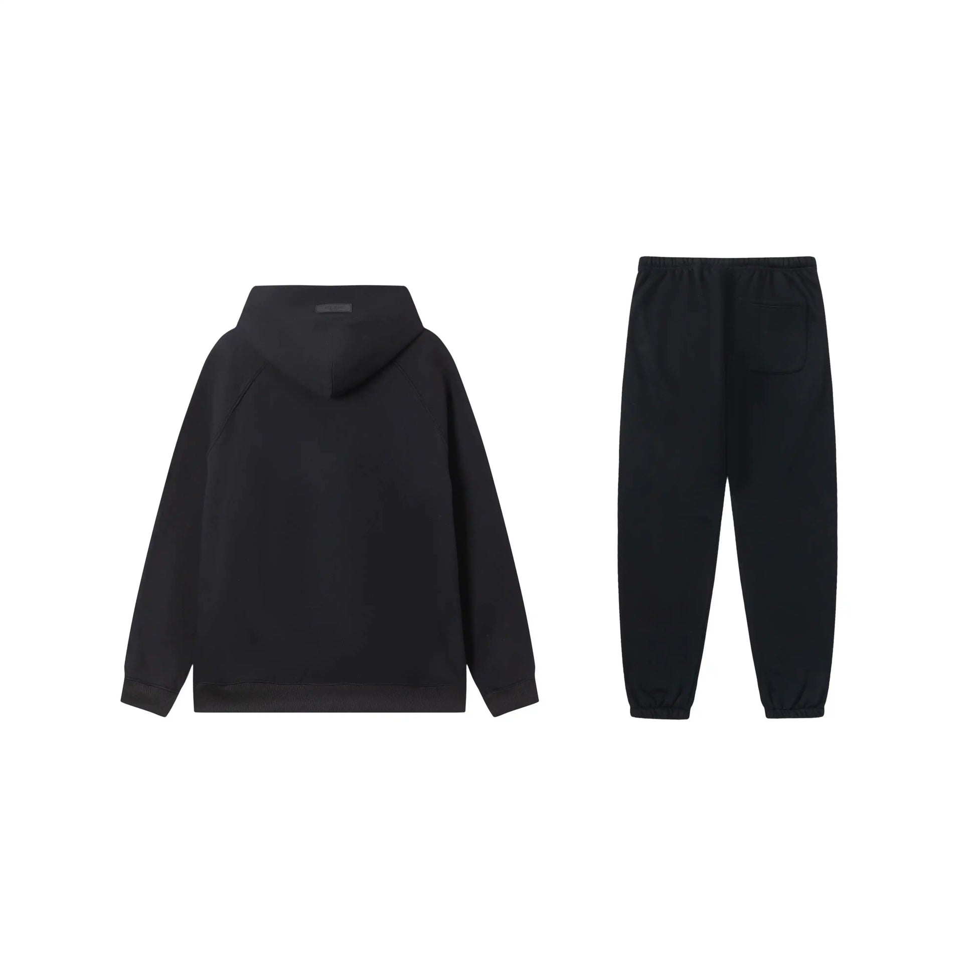 Essentials black timeless comfort fleece hoodie with soft interior detail by Fear Of God