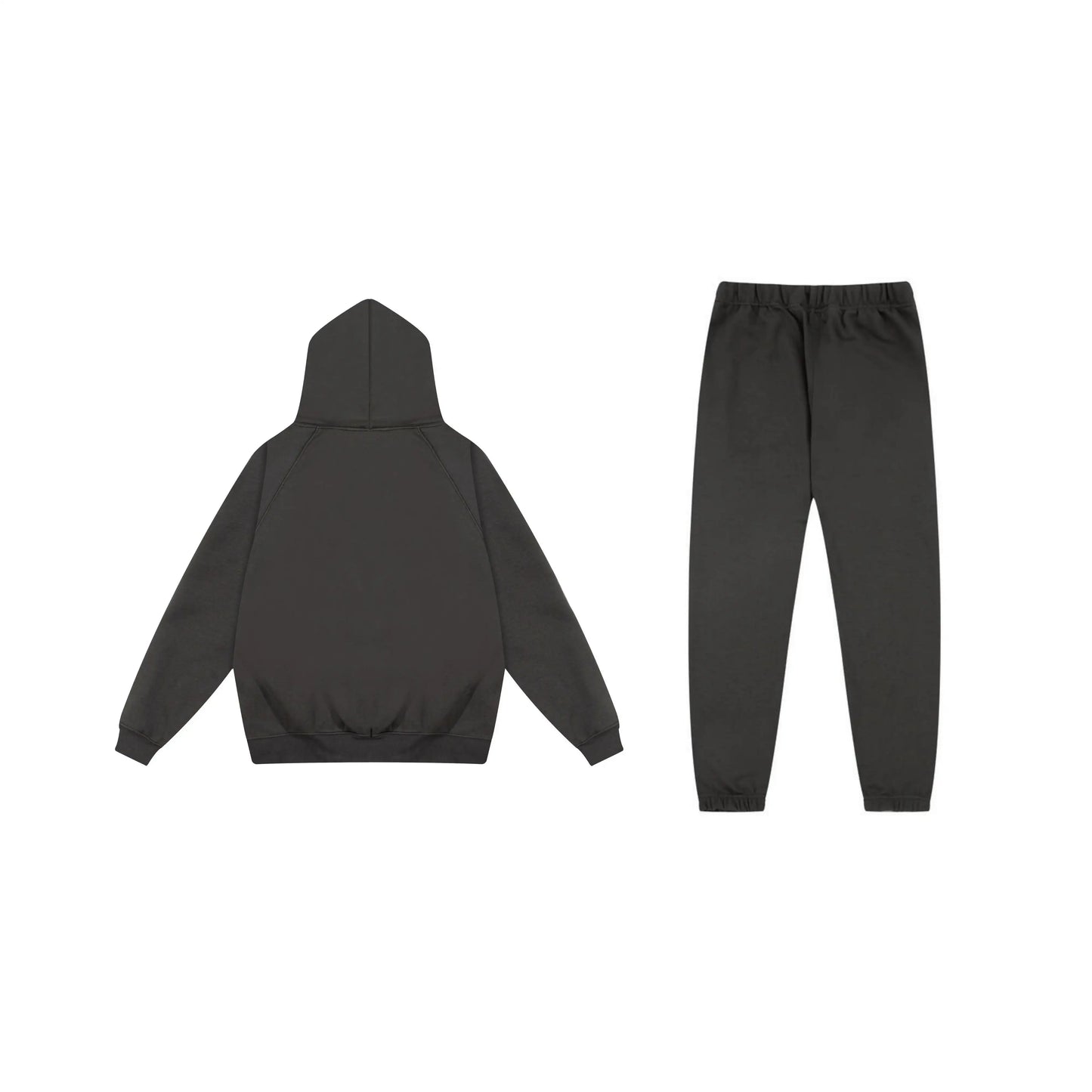 Essentials tracksuit black full set angled view relaxed fit
