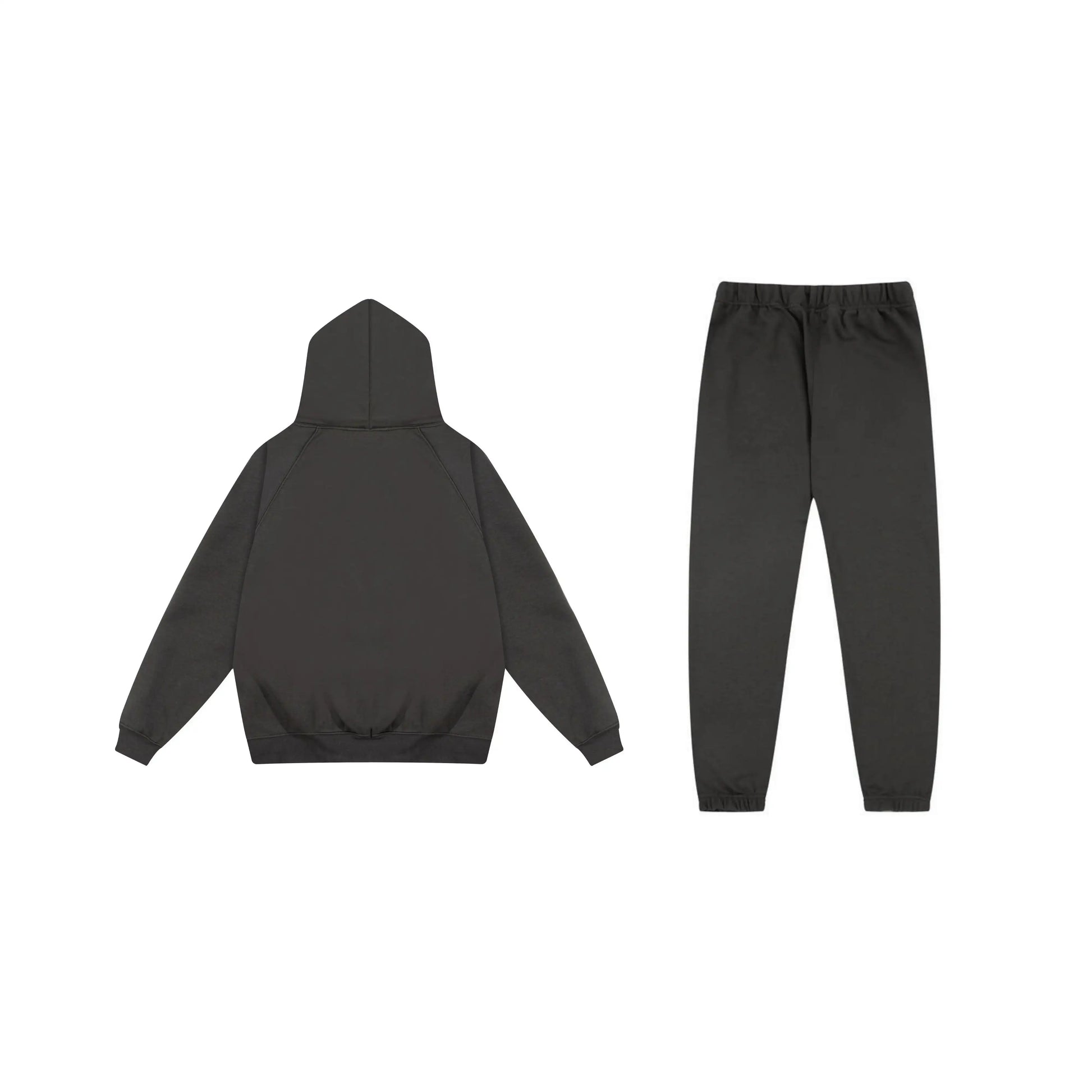 Essentials tracksuit black full set angled view relaxed fit