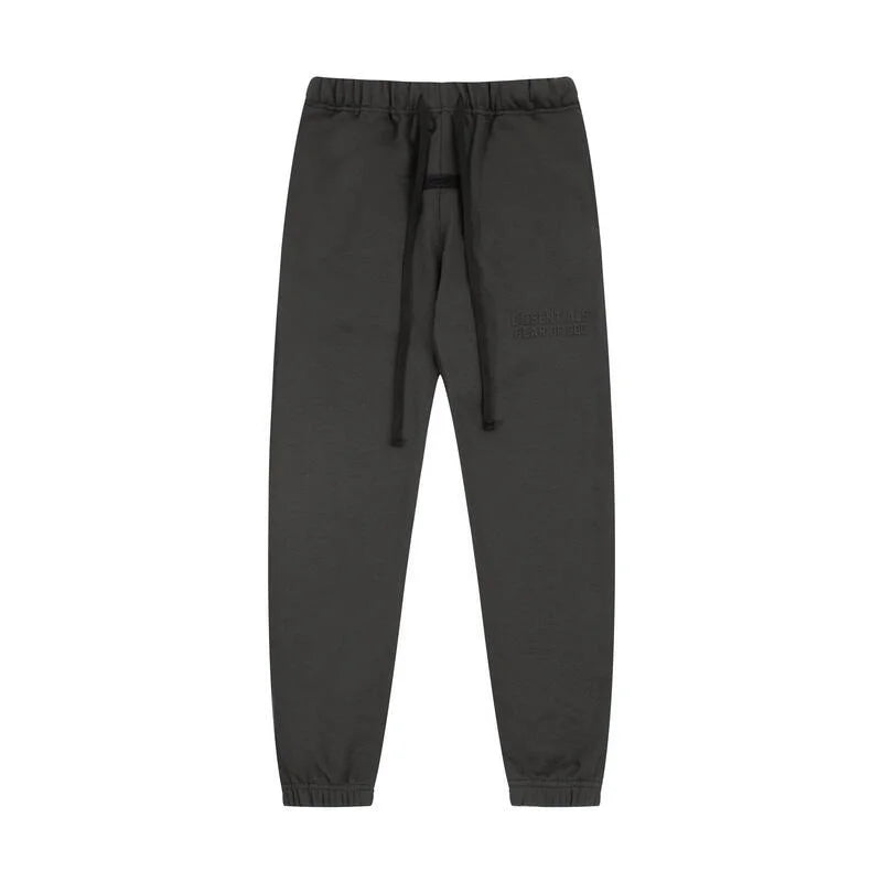 Fear of God Essentials black tracksuit back view hood and joggers