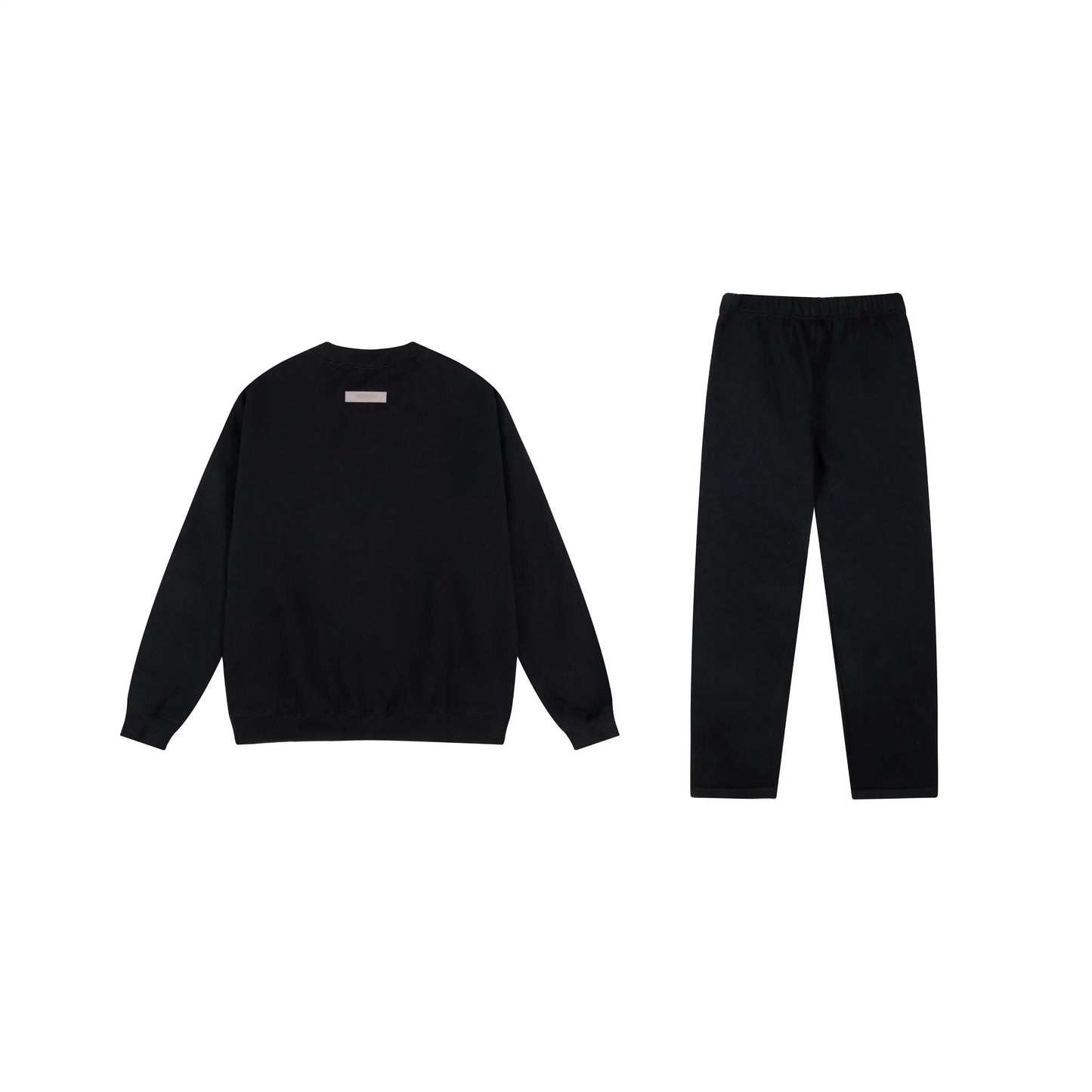 Essentials tracksuit black full set angled view relaxed fit