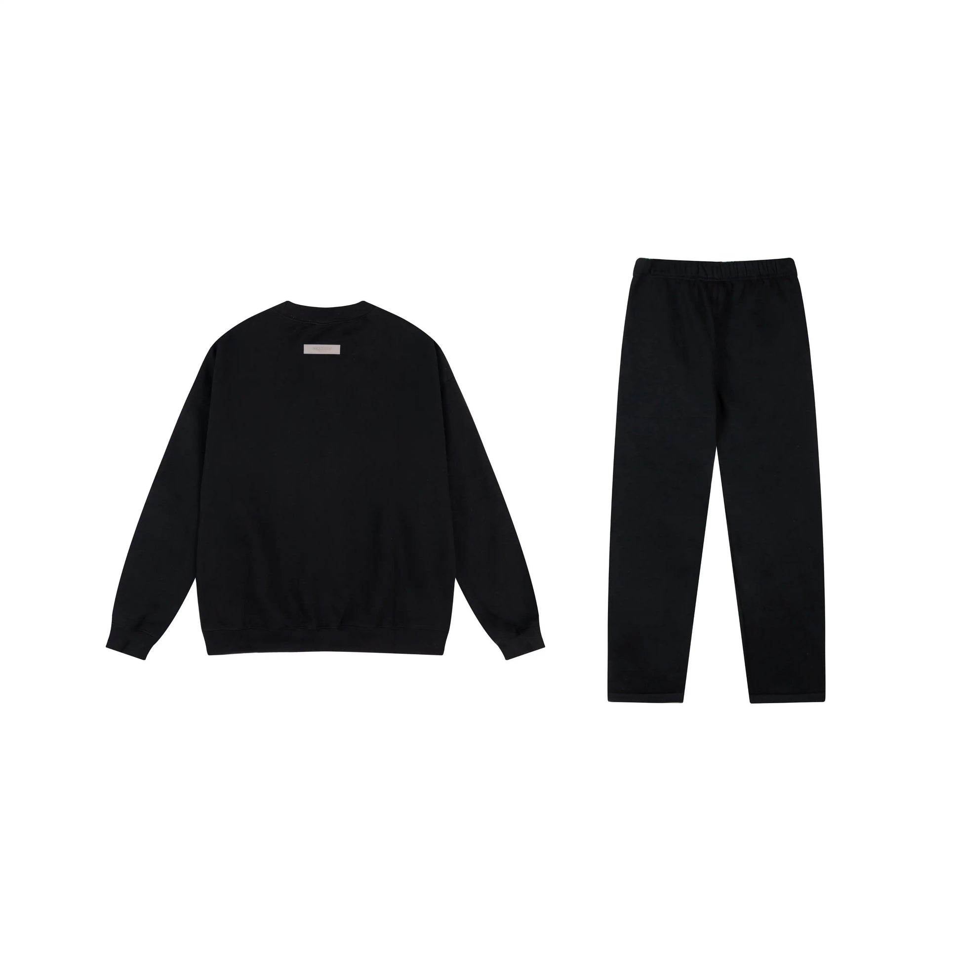 Essentials tracksuit black full set angled view relaxed fit