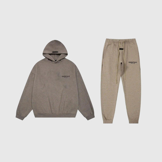 Essentials heathered grey comfort core fleece tracksuit with relaxed fit by Fear Of God