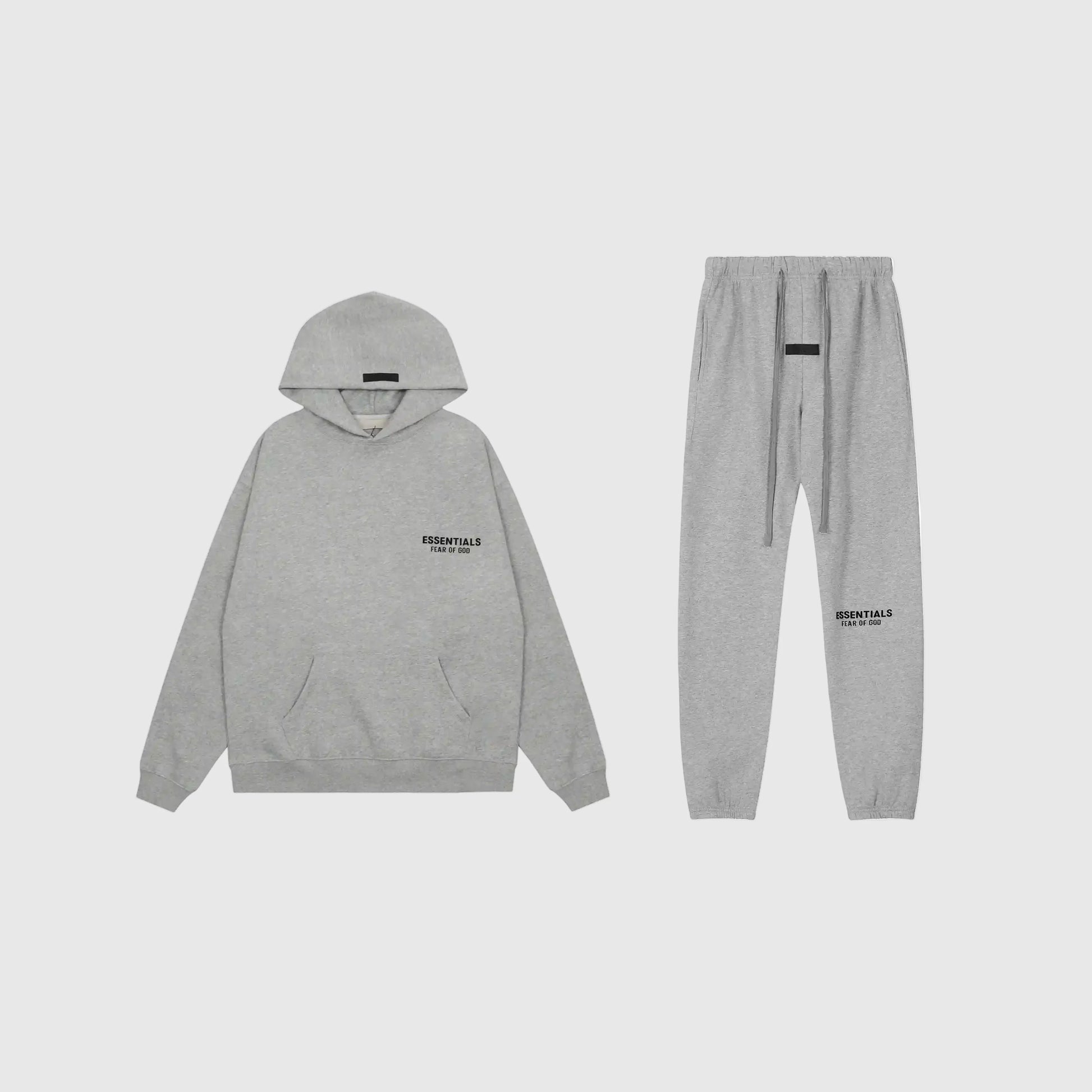 Essentials Dark Heather Oatmeal Hoodie Set front view – Fear of God matching set